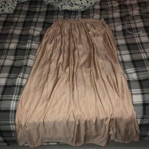 pink / rose gold maxi skirt